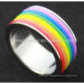 Lady design stainless steel rainbow band ring, rainbow promise rings jewelry